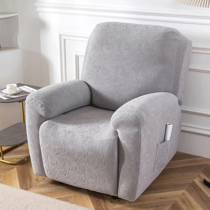 91家纺网 家纺一手货源 找家纺 千彤沙发垫 2024新款芝华士沙发套提花小树叶系列 银灰