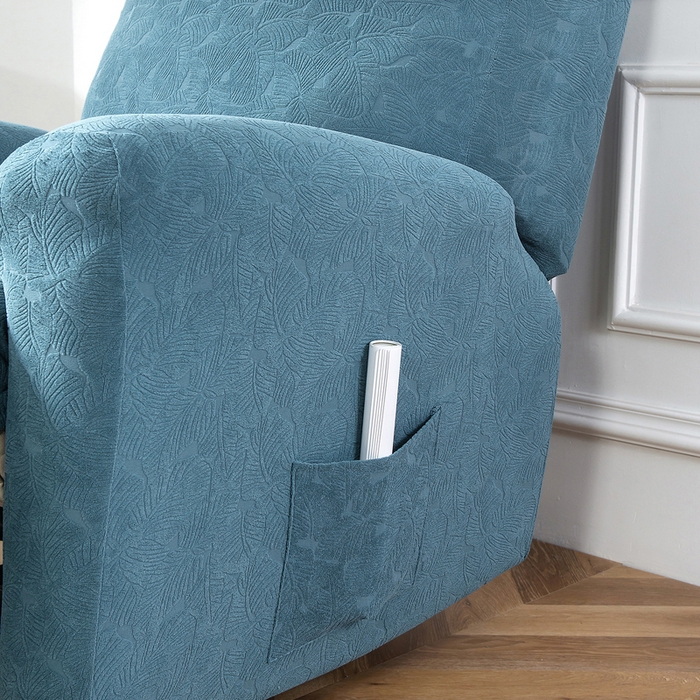 91家纺网 家纺一手货源 找家纺 千彤沙发垫 2024新款芝华士沙发套提花小树叶系列 水蓝