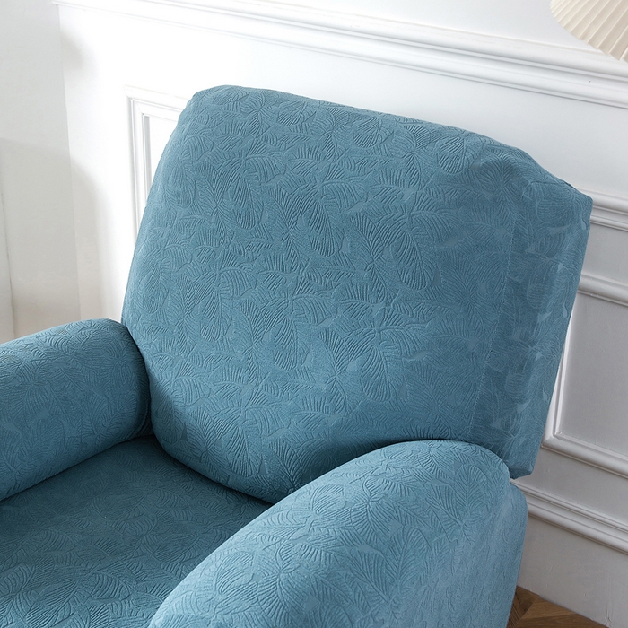 91家纺网 家纺一手货源 找家纺 千彤沙发垫 2024新款芝华士沙发套提花小树叶系列 水蓝