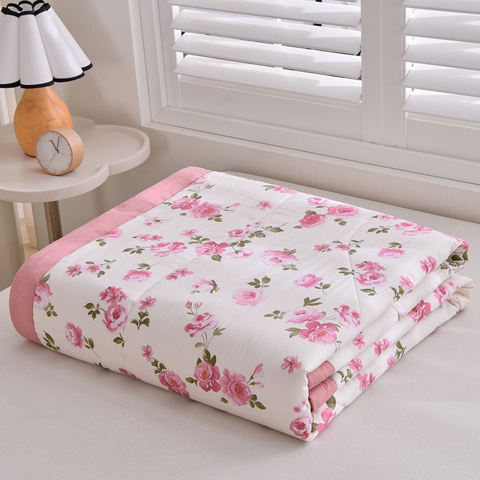 91家纺网 家纺一手货源 找家纺 羽梦家纺 2024新款全棉棉花夏被 玫瑰花语