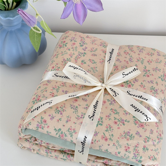 91家纺网 家纺一手货源 找家纺 曼之夏 2024新款全棉印花双层纱四件套 汝南