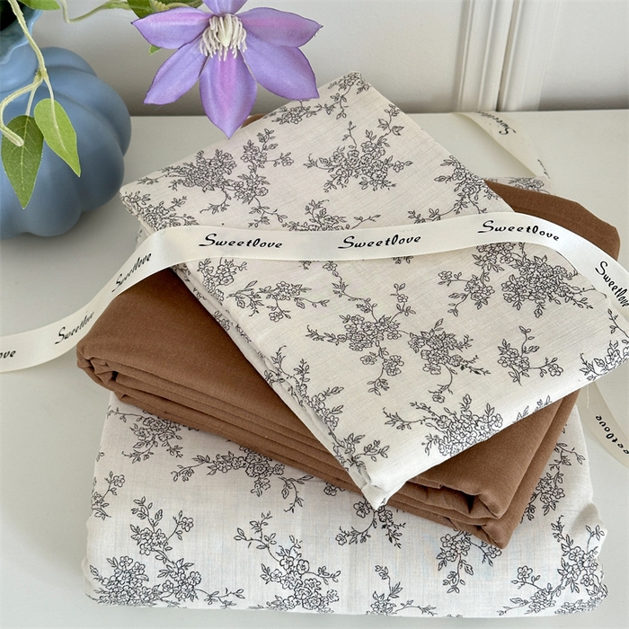 91家纺网 家纺一手货源 找家纺 曼之夏 2024新款全棉印花双层纱四件套 米苏