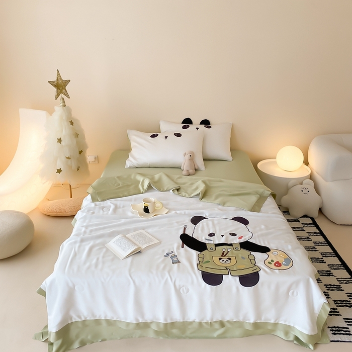 91家纺网 家纺一手货源 找家纺 （总）星野 2024新款天丝夏被大卡系列-画画的panda