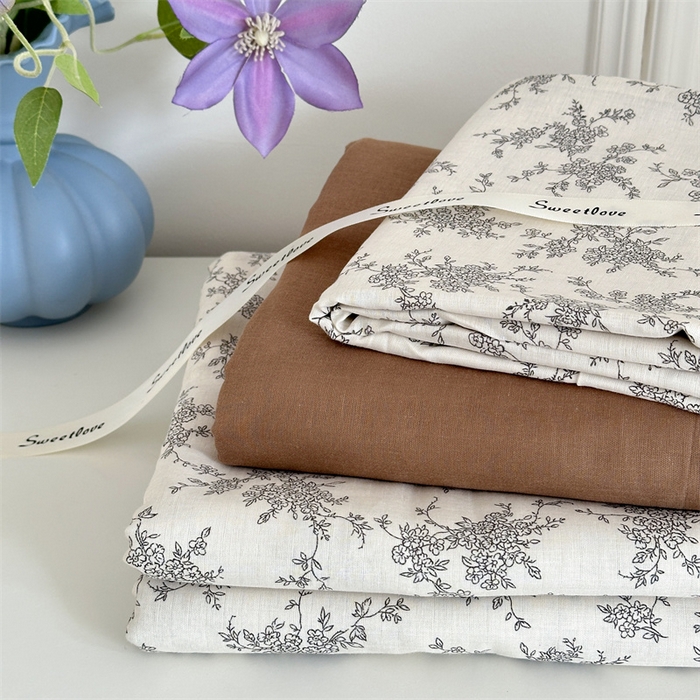 91家纺网 家纺一手货源 找家纺 曼之夏 2024新款全棉印花双层纱四件套 米苏