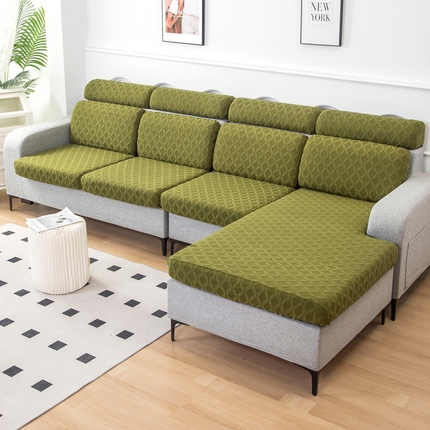 千彤沙发垫 2024新款常规款拉花菱形格沙发套系列 橄榄绿
