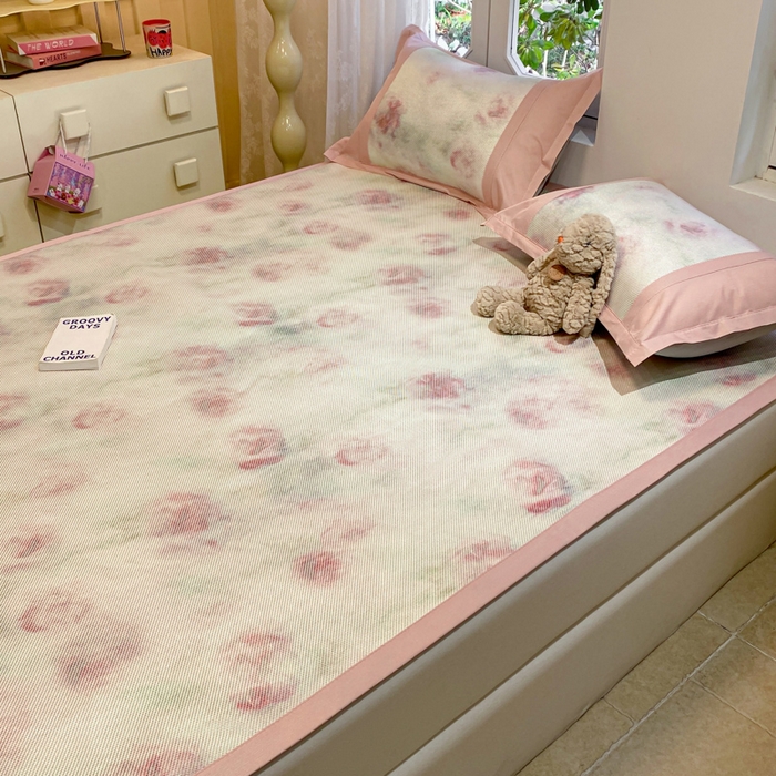 91家纺网 家纺一手货源 找家纺 慕澄2024新款A类时尚印花刺绣冰藤凉席 床席款-幻彩