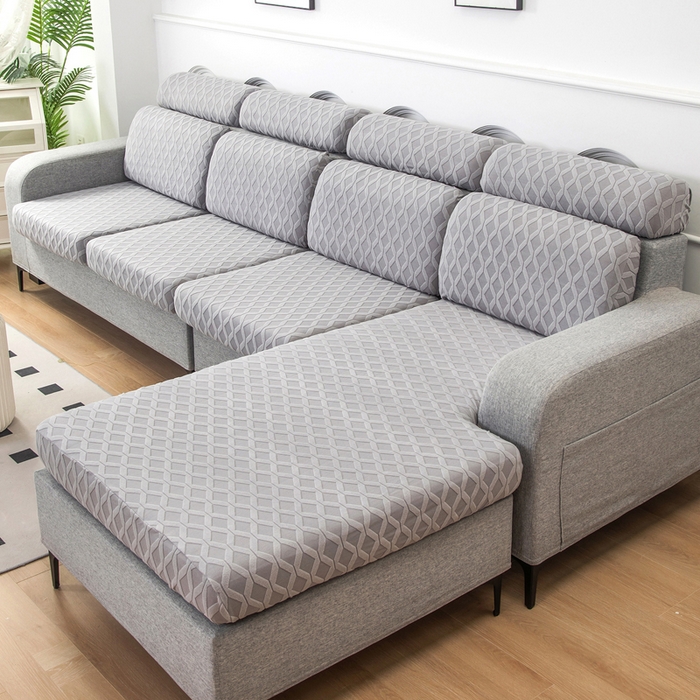 91家纺网 家纺一手货源 找家纺 千彤沙发垫 2024新款常规款拉花菱形格沙发套系列 银灰