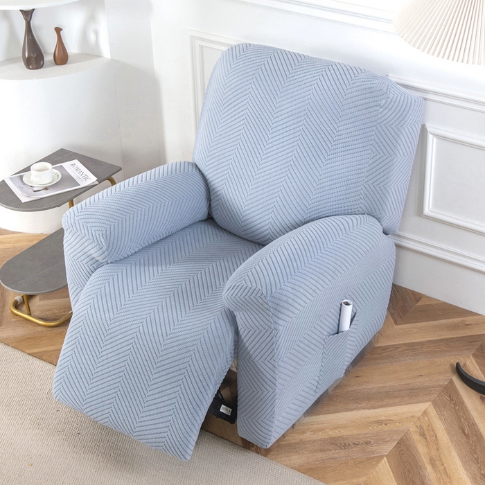 91家纺网 家纺一手货源 找家纺 千彤沙发垫 2024新款芝华士沙发套拉花绒人字纹系列 蓝灰