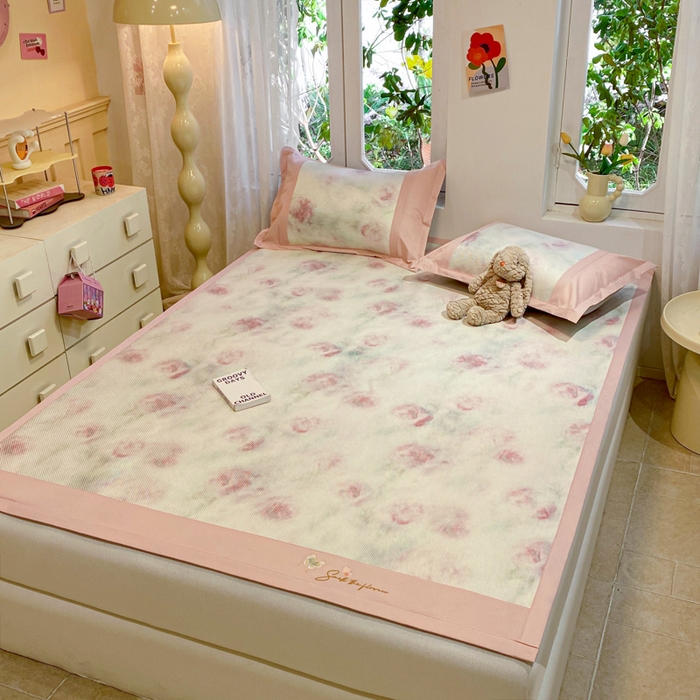 91家纺网 家纺一手货源 找家纺 慕澄2024新款A类时尚印花刺绣冰藤凉席 床席款-幻彩