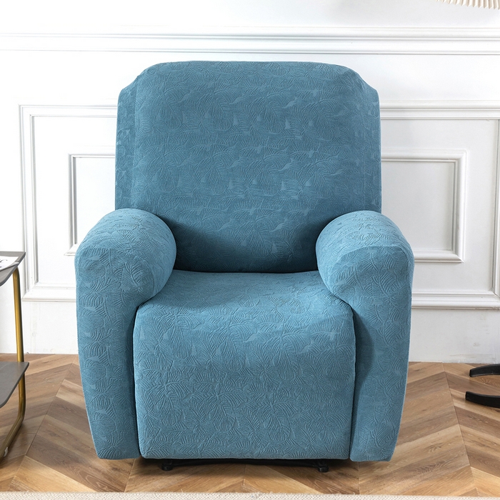 91家纺网 家纺一手货源 找家纺 千彤沙发垫 2024新款芝华士沙发套提花小树叶系列 水蓝