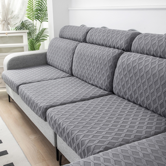 91家纺网 家纺一手货源 找家纺 千彤沙发垫 2024新款常规款拉花菱形格沙发套系列 深灰