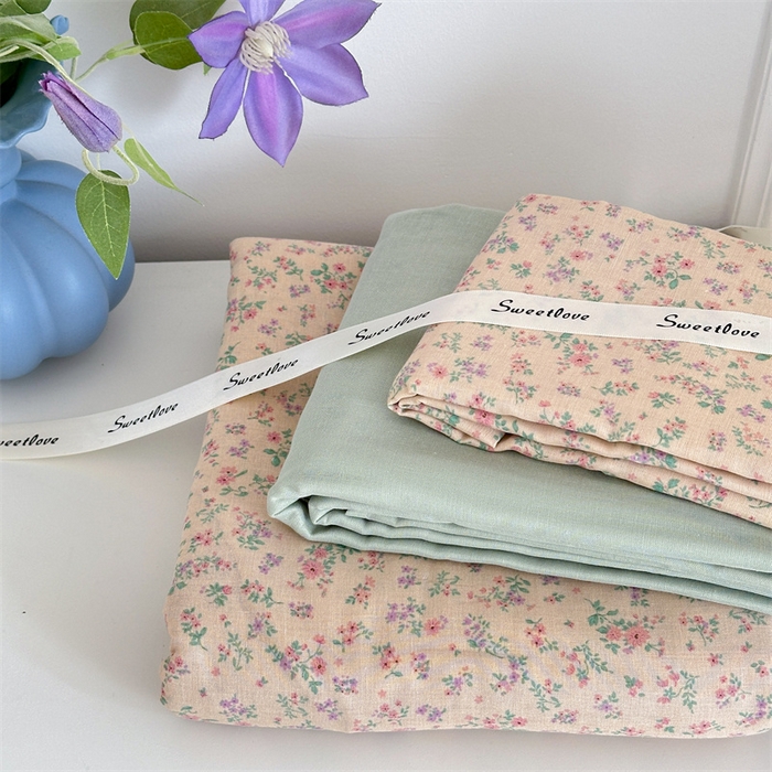 91家纺网 家纺一手货源 找家纺 曼之夏 2024新款全棉印花双层纱四件套 汝南