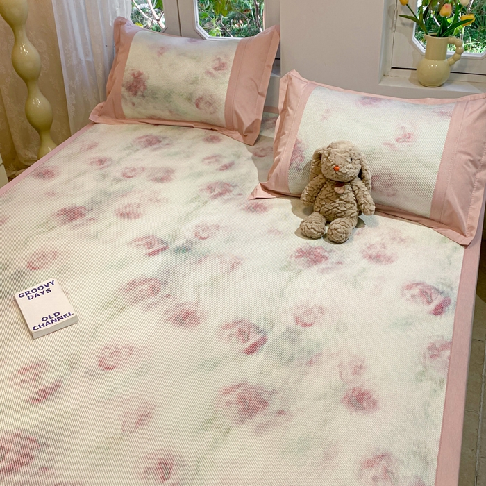 91家纺网 家纺一手货源 找家纺 慕澄2024新款A类时尚印花刺绣冰藤凉席 床席款-幻彩