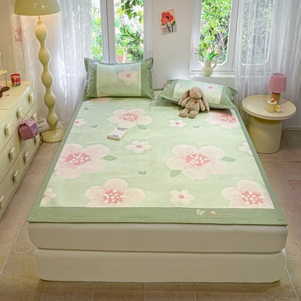 91家纺网 家纺一手货源 找家纺 慕澄2024新款A类时尚印花刺绣冰藤凉席 床席款-油画花