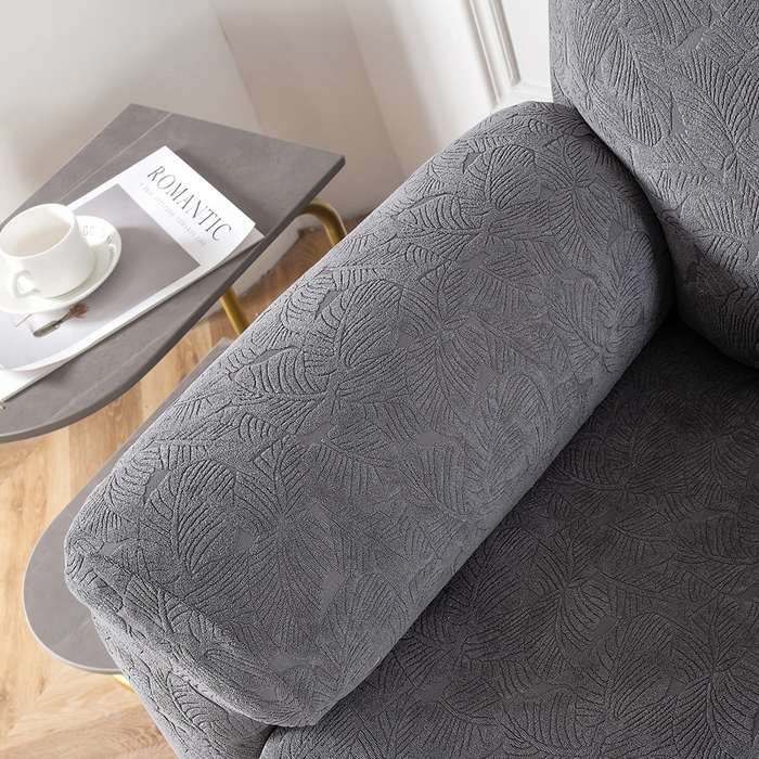 91家纺网 家纺一手货源 找家纺 千彤沙发垫 2024新款芝华士沙发套提花小树叶系列 深灰