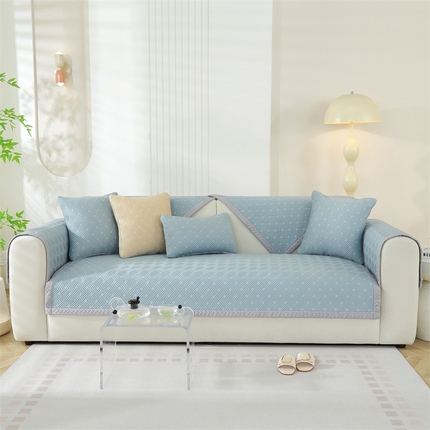 91家纺网 家纺一手货源 找家纺 （总）共鸣沙发垫 2024新款夏季新款冰豆斜纹沙发垫