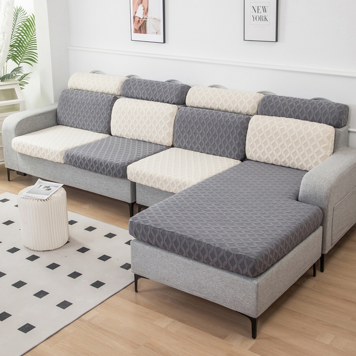 91家纺网 家纺一手货源 找家纺 千彤沙发垫 2024新款常规款拉花菱形格沙发套系列 深灰米黄