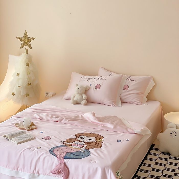 91家纺网 家纺一手货源 找家纺 （总）星野 2024新款天丝夏被大卡系列-人鱼公主