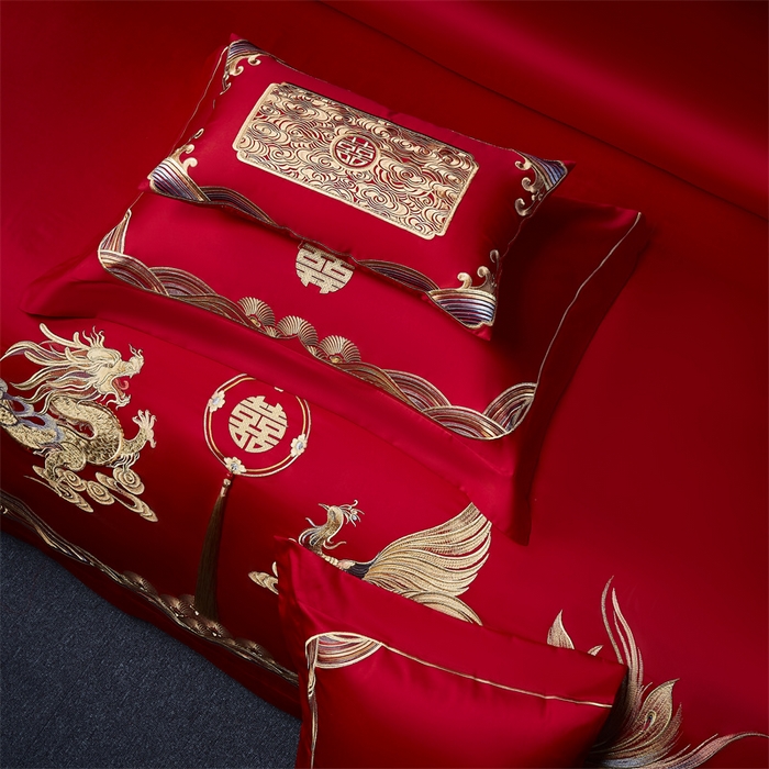 91家纺网 家纺一手货源 找家纺 （汇总）高大尚婚庆馆 2025新款长绒棉囍嫁系列婚庆四件套