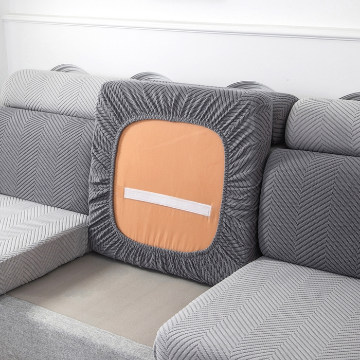 91家纺网 家纺一手货源 找家纺 千彤沙发垫 2024新款常规款拉花人字纹沙发套系列 深灰银灰