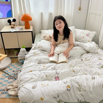 91家纺网 家纺一手货源 找家纺 （总）初礼 2024新款直播优选A类母婴级针织棉四件套可爱被套