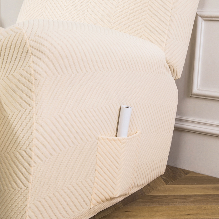 91家纺网 家纺一手货源 找家纺 千彤沙发垫 2024新款芝华士沙发套拉花绒人字纹系列 米黄