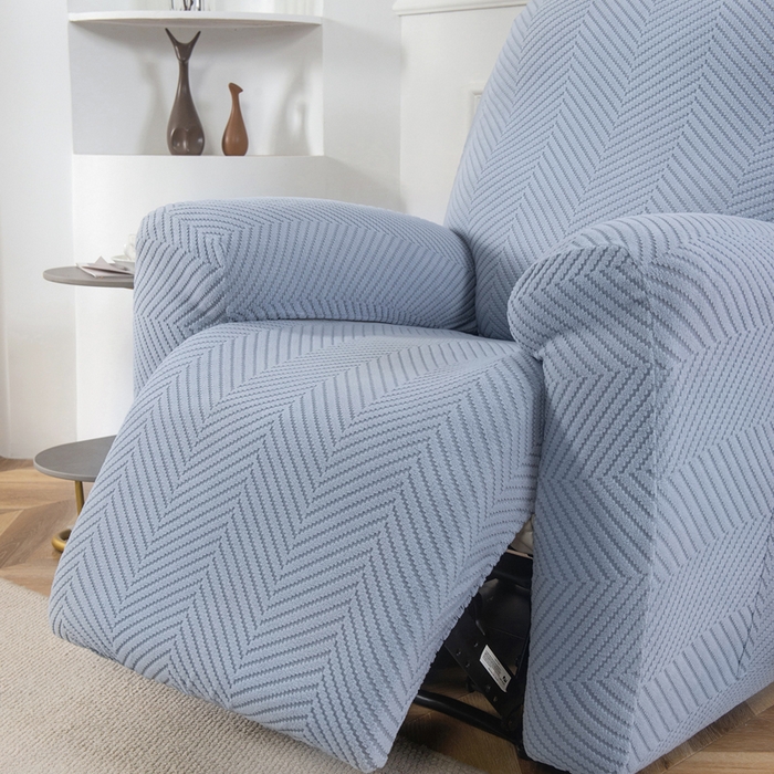 91家纺网 家纺一手货源 找家纺 千彤沙发垫 2024新款芝华士沙发套拉花绒人字纹系列 蓝灰