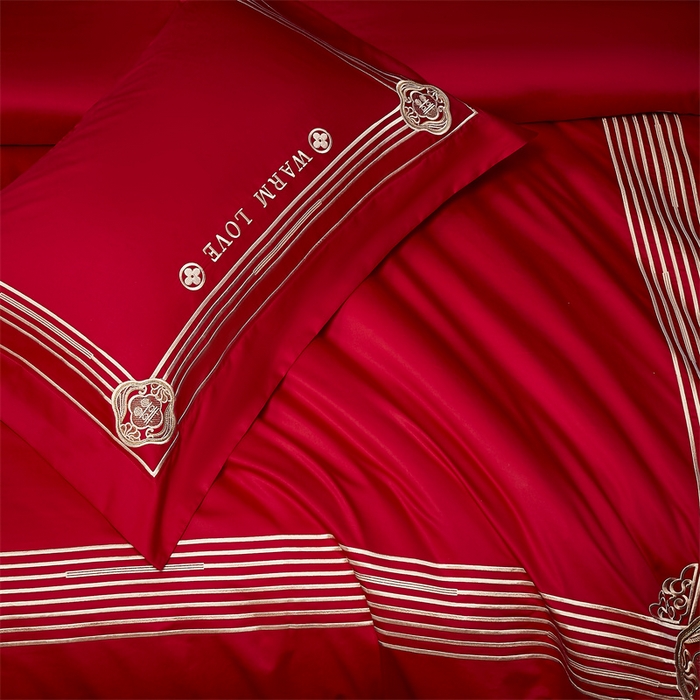 91家纺网 家纺一手货源 找家纺 高大尚婚庆馆 2025新款长绒棉囍嫁系列婚庆四件套 格调