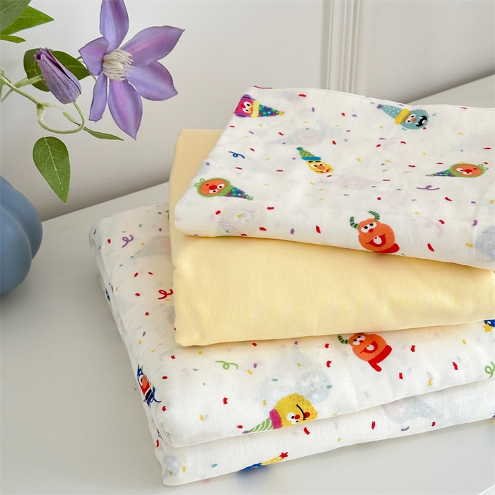 91家纺网 家纺一手货源 找家纺 曼之夏 2024新款全棉印花双层纱四件套 圣代小丑