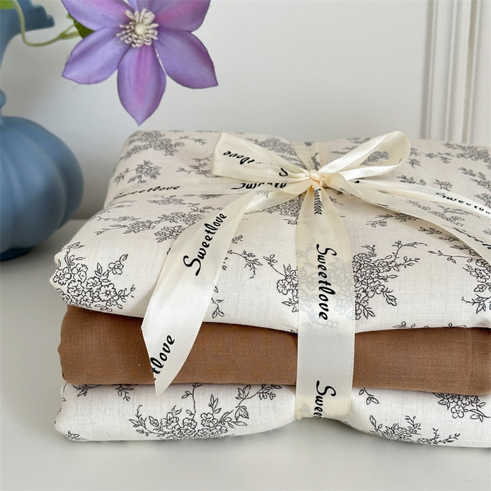 91家纺网 家纺一手货源 找家纺 曼之夏 2024新款全棉印花双层纱四件套 米苏