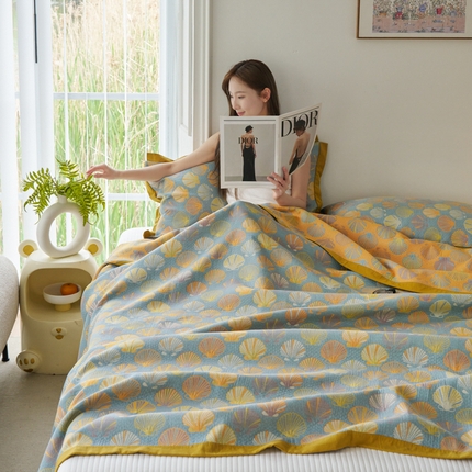 91家纺网 家纺一手货源 找家纺 （总）棠薇家纺 2025新款全棉彩纱双层纱夏被三层纱多功能毛巾被纱布毯细纱床盖