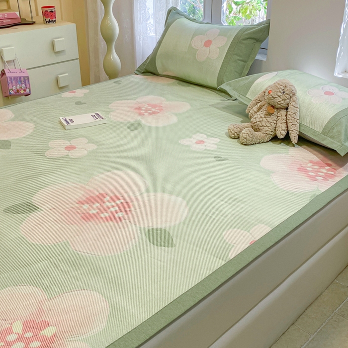 91家纺网 家纺一手货源 找家纺 慕澄2024新款A类时尚印花刺绣冰藤凉席 床席款-油画花