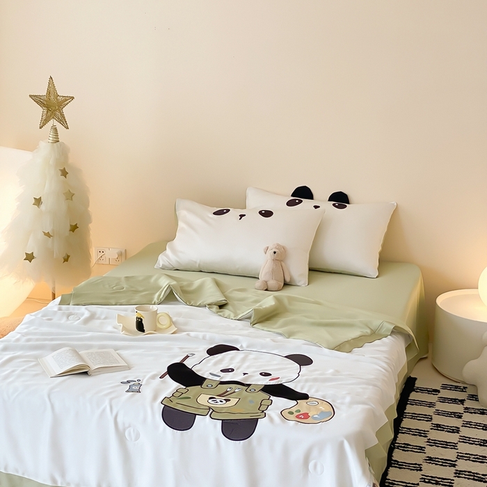 91家纺网 家纺一手货源 找家纺 （总）星野 2024新款天丝夏被大卡系列-画画的panda