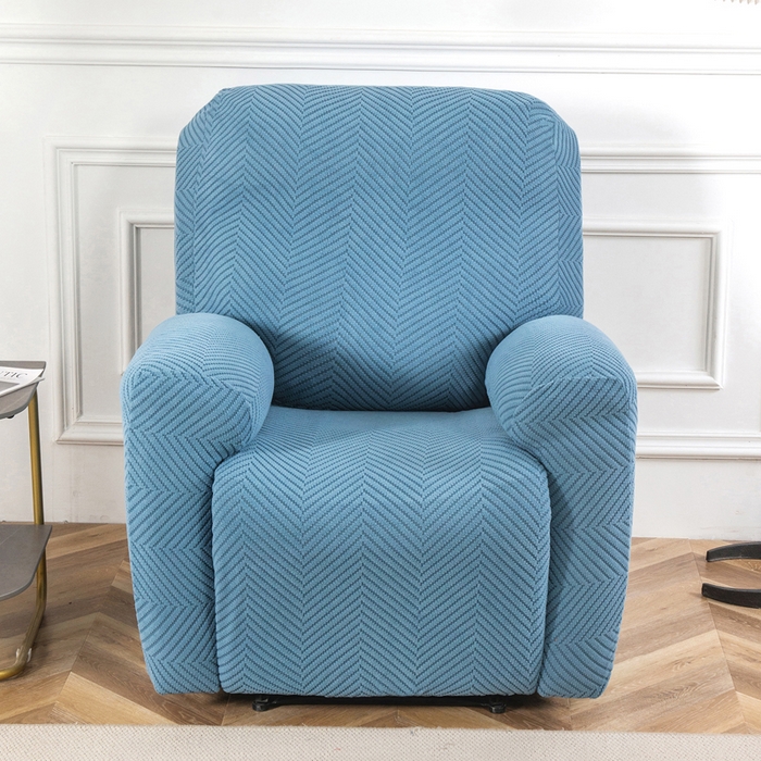 91家纺网 家纺一手货源 找家纺 千彤沙发垫 2024新款芝华士沙发套拉花绒人字纹系列 水蓝