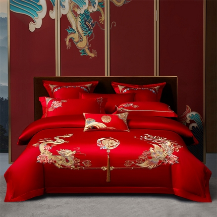 91家纺网 家纺一手货源 找家纺 （汇总）高大尚婚庆馆 2025新款长绒棉囍嫁系列婚庆四件套