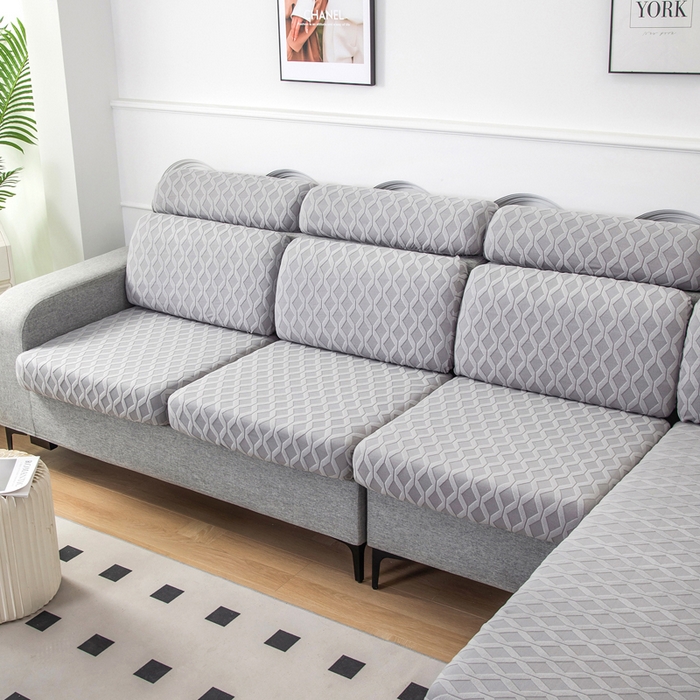 91家纺网 家纺一手货源 找家纺 千彤沙发垫 2024新款常规款拉花菱形格沙发套系列 银灰