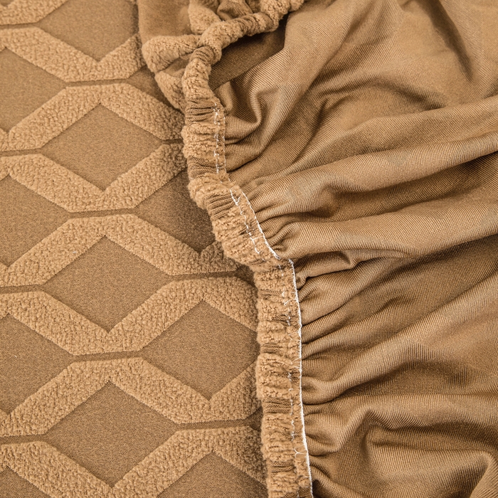 91家纺网 家纺一手货源 找家纺 千彤沙发垫 2024新款常规款拉花菱形格沙发套系列 咖色