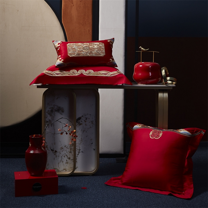 91家纺网 家纺一手货源 找家纺 （汇总）高大尚婚庆馆 2025新款长绒棉囍嫁系列婚庆四件套