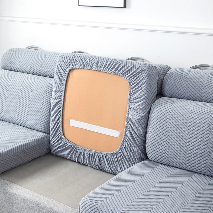 91家纺网 家纺一手货源 找家纺 千彤沙发垫 2024新款常规款拉花人字纹沙发套系列 蓝灰