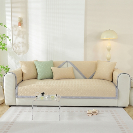 91家纺网 家纺一手货源 找家纺 （总）共鸣沙发垫 2024新款夏季新款冰豆斜纹沙发垫