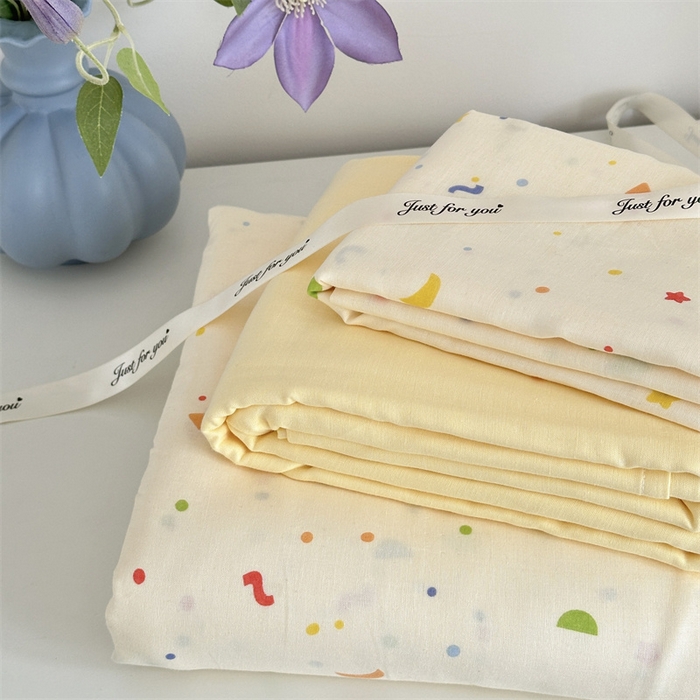 91家纺网 家纺一手货源 找家纺 曼之夏 2024新款全棉印花双层纱四件套 奶油派