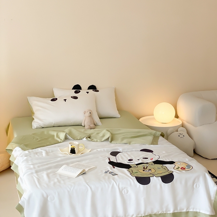 91家纺网 家纺一手货源 找家纺 （总）星野 2024新款天丝夏被大卡系列-画画的panda