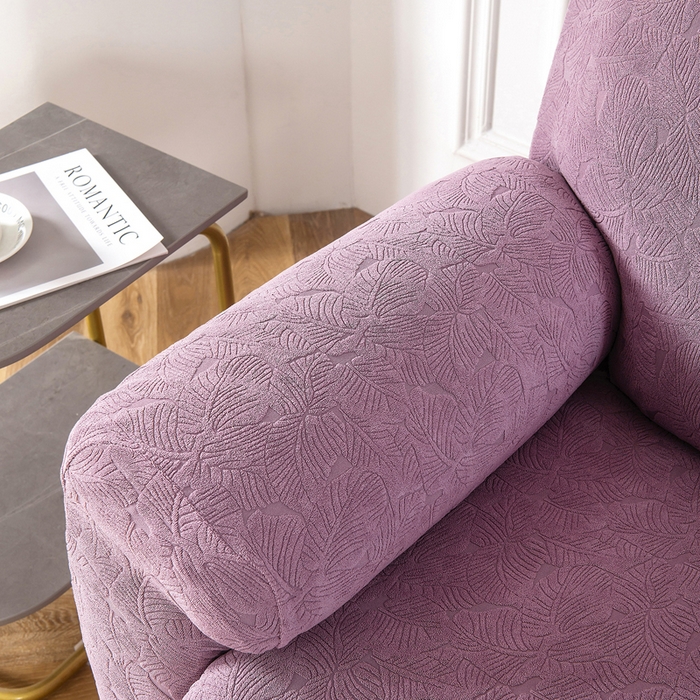 91家纺网 家纺一手货源 找家纺 千彤沙发垫 2024新款芝华士沙发套提花小树叶系列 紫色