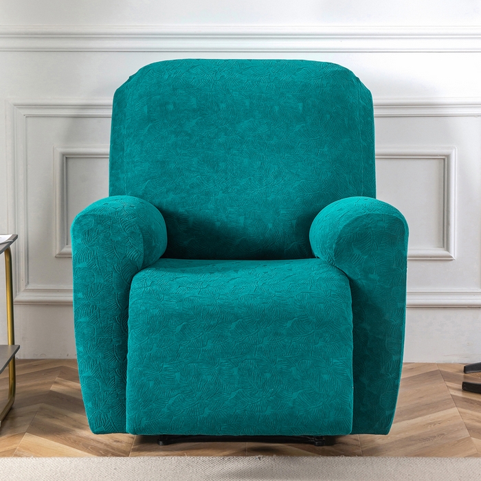 91家纺网 家纺一手货源 找家纺 千彤沙发垫 2024新款芝华士沙发套提花小树叶系列 孔雀蓝