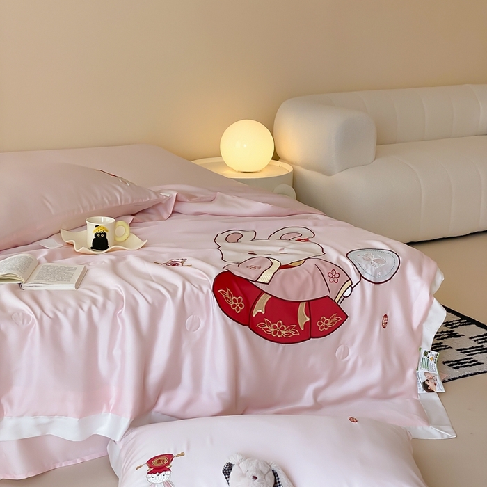 91家纺网 家纺一手货源 找家纺 （总）星野 2024新款天丝夏被大卡系列-长安兔