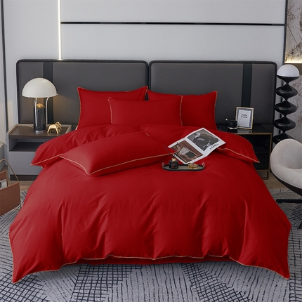 91家纺网 家纺一手货源 找家纺 （总）欣喜来 2024新款纯棉40支133*72的滚边四件套