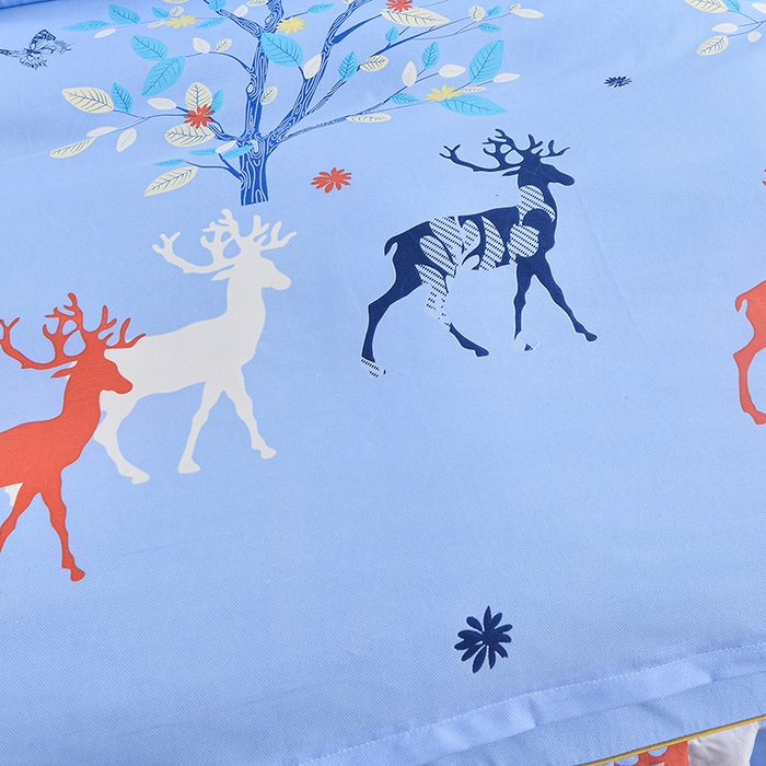 91家纺网 家纺一手货源 找家纺 小雨家纺 2026新款芦荟棉单件床裙+床裙三件套 麋鹿森林