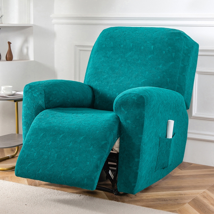 91家纺网 家纺一手货源 找家纺 千彤沙发垫 2024新款芝华士沙发套提花小树叶系列 孔雀蓝