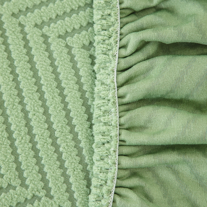 91家纺网 家纺一手货源 找家纺 千彤沙发垫 2024新款常规款拉花人字纹沙发套系列 浅绿