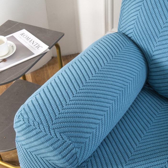 91家纺网 家纺一手货源 找家纺 千彤沙发垫 2024新款芝华士沙发套拉花绒人字纹系列 水蓝